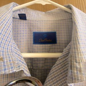 Micro-Check David Donahue Dress Shirt with Button Collar